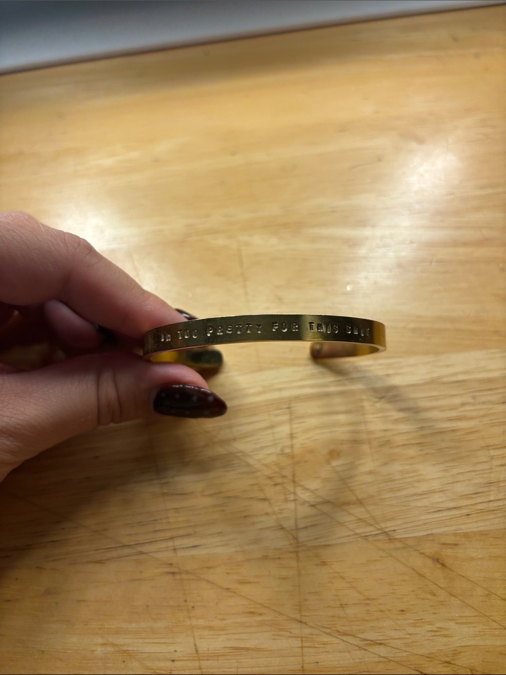 Gold-plated “I’m too pretty for this shit” bracelet